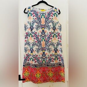 Roberta Roller Rabbit Multicolor Floral Linen Sleeveless Summer Dress size M